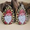 New European & American Christmas Series Santa Claus Leopard Print Double-Sided PU Leather Earrings