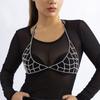 Accessories, sexy geometric bikini body chain, personalized hollow mesh claw chain full of diamonds for women