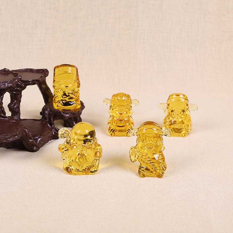 1Pcs Yellow Feng Shui Five Fu God Of Wealth Chinese Gold Coins Home Office Decoration Desktop Jewelry Auspicious Gifts