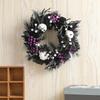 Halloween Door Wreath Gothic Garlands White Pumpkins Front Door Wreath for Indoor Outdoor Holiday Party Decoration