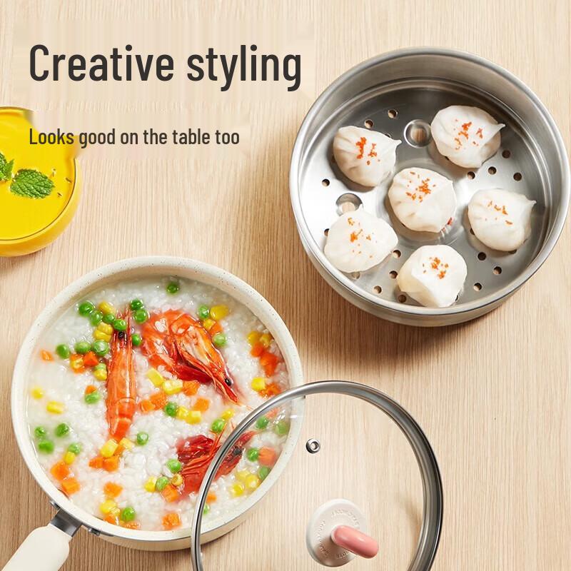 COOKER KING 18cm Maifan Stone Non-Stick Milk Pot with Steamer