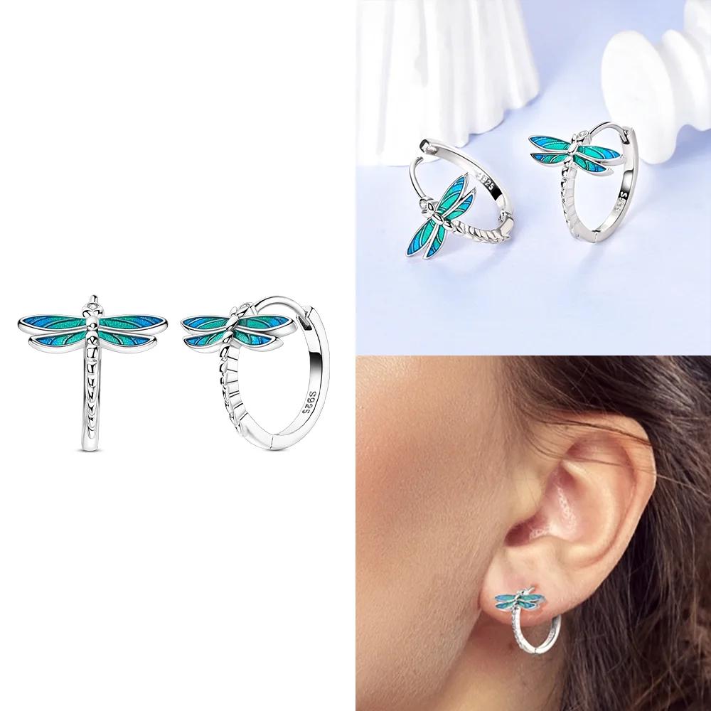 Charms 925 Silver Earrings Color Zircon Pink Bow Star Moon Shell Earrings Four-leaf Clover Woman's Accessory Jewelry