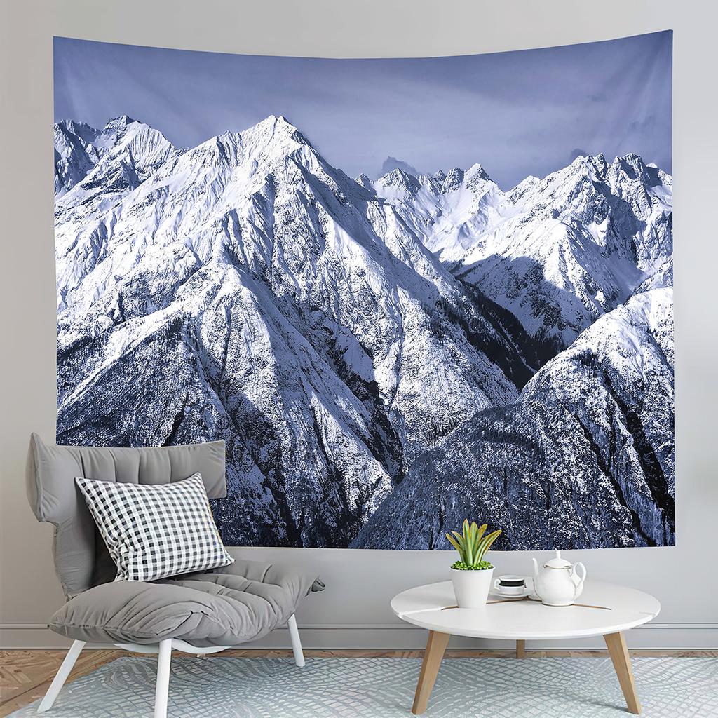 Snow Mountain Tapestry Snow Covered Trees Tapestry Natural Scenery Tapestry Wall Hanging Tapestries Art Living Room Bedroom Dorm