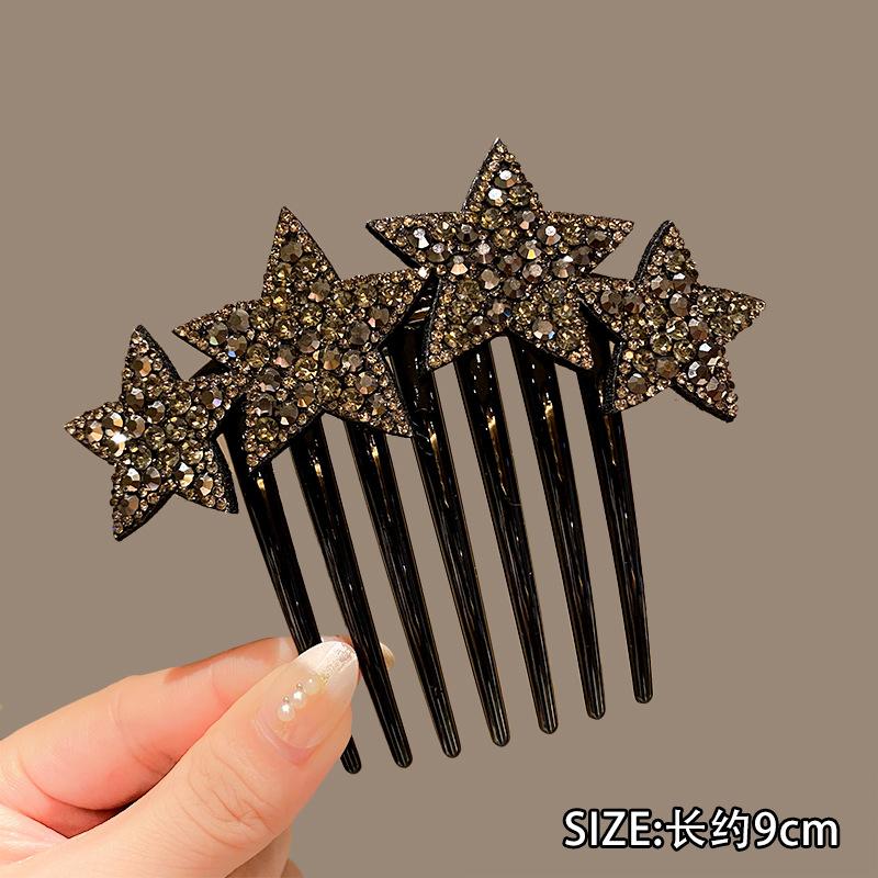 

Корейский пятиугольный гребень для волос, блестящий цвет, нескользящая заколка, женский зажим для челки, заколки для волос для женщин, стразы, аксессуары для волос One Size