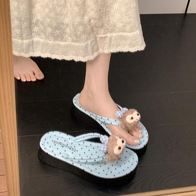 Popular Cartoon Versatile Non-slip Thick-soled Flip-flops for Women's Summer Wear 2025 New Models with Skirts, Soft-soled Cool Slippers