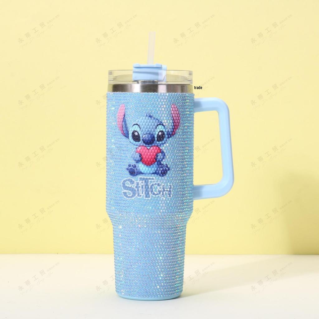 Rhinestone 40oz Stainless Steel Insulated Car Cup with Handle