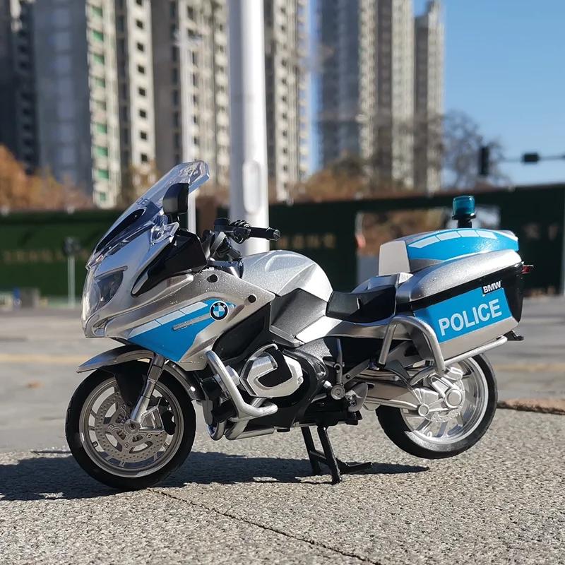 1/12 BMW R1250RT-P Police Simulation Alloy Motorcycle Model Shock Absorbers Sound and Light Collection Toy Car Kid Gift