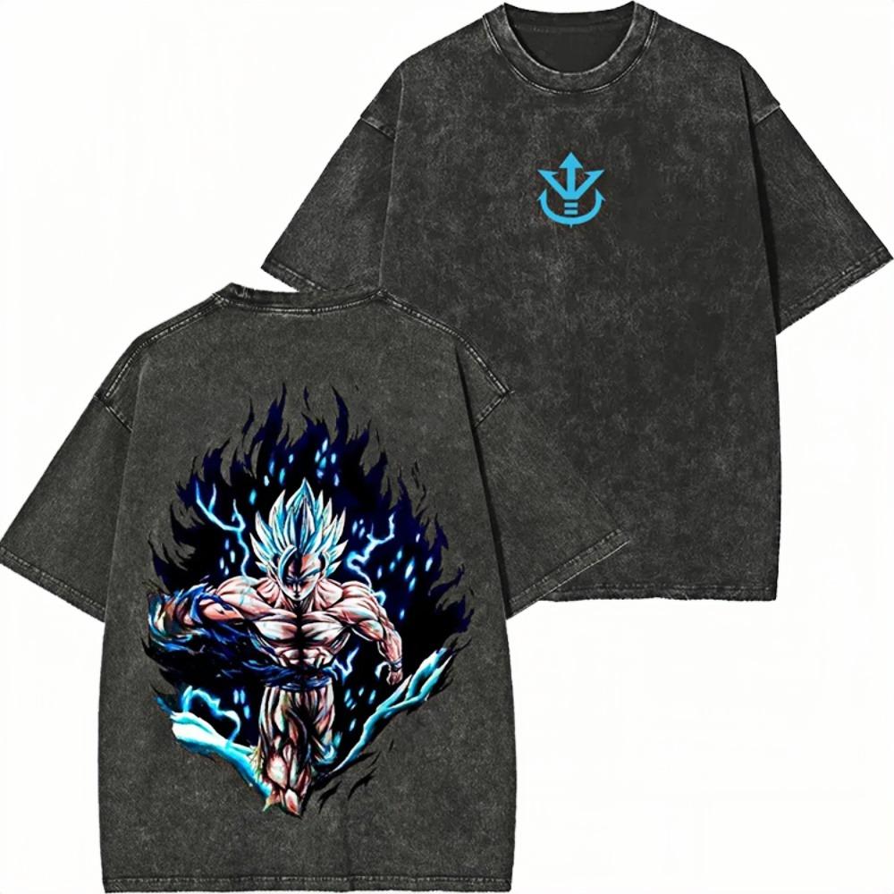 Dragon Ball Majin Buu Super Saiyan Printed Tshirt Mens and Womens Washed Tshirt High Quality Vintage Cotton Tshirt Top