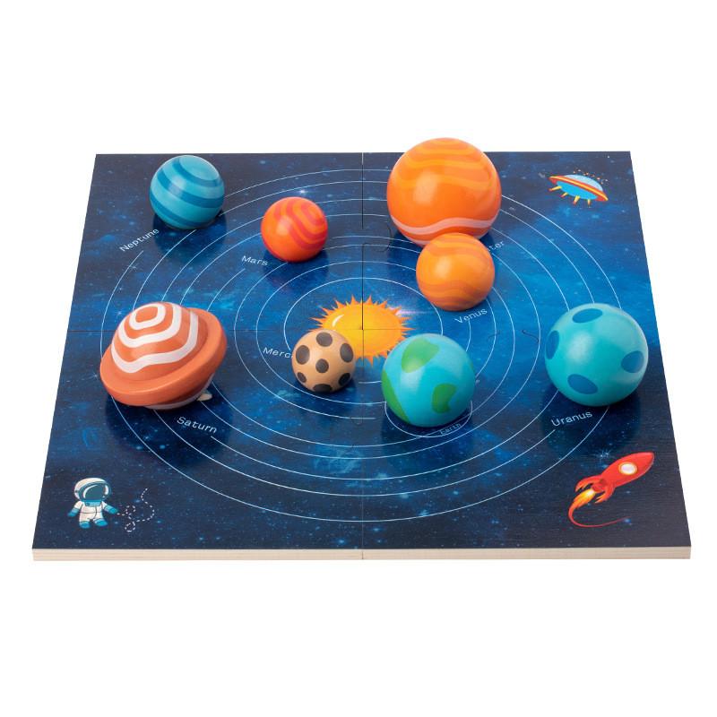 Eight Planets Puzzle Universe Cognitive Ball Matching Board Wooden Toy Children