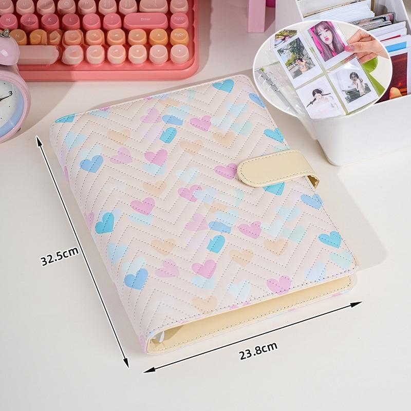 

Держатель для карт из искусственной кожи в форме сердца, формат А5, альбом для записей для поклонников знаменитостей, память и открытки, большой объем, альбом Po