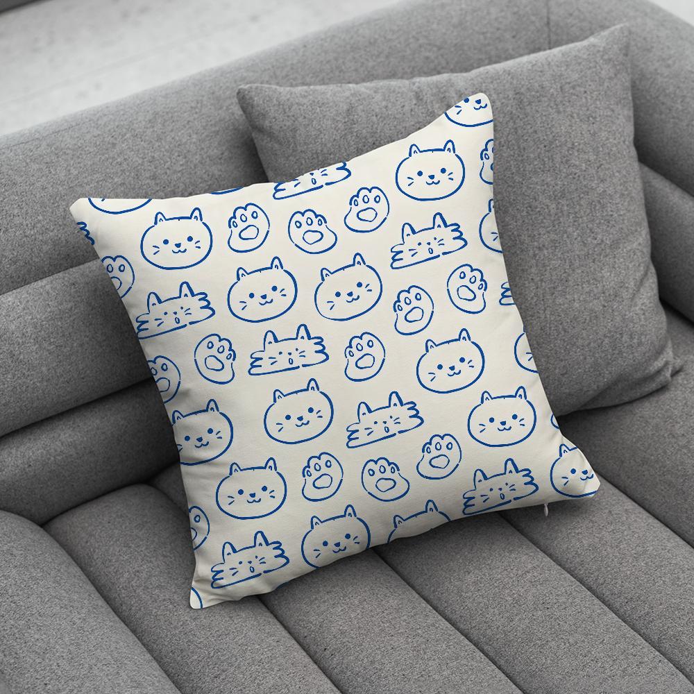 Cute Cat Print Pillow Case Soft Cushion Cases for Farmhouse Sofa Decor Home Decorations and Protector