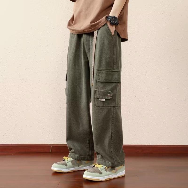 Pantalon Cargo Homme Automne Multi-Poches Coton Décontracté Pantalon Large Homme Vêtements de Travail Ample Droit Grande Taille