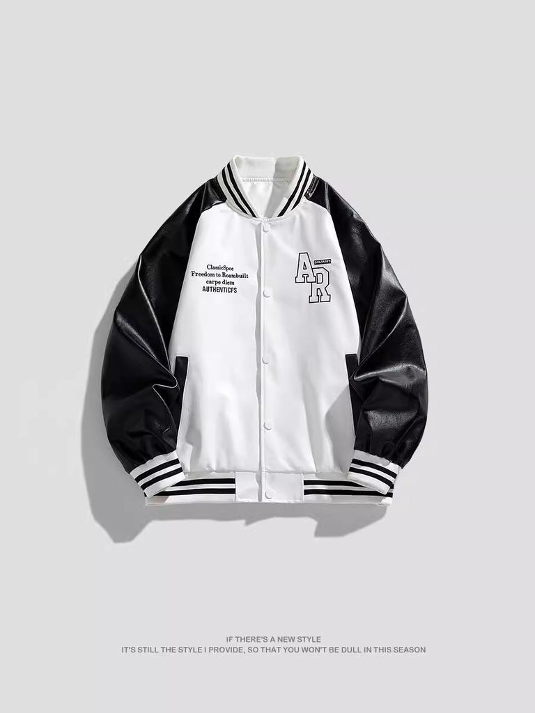American PU leather jacket men's jacket spring and autumn new stand-up collar locomotive clothing versatile trend explosive jacket men