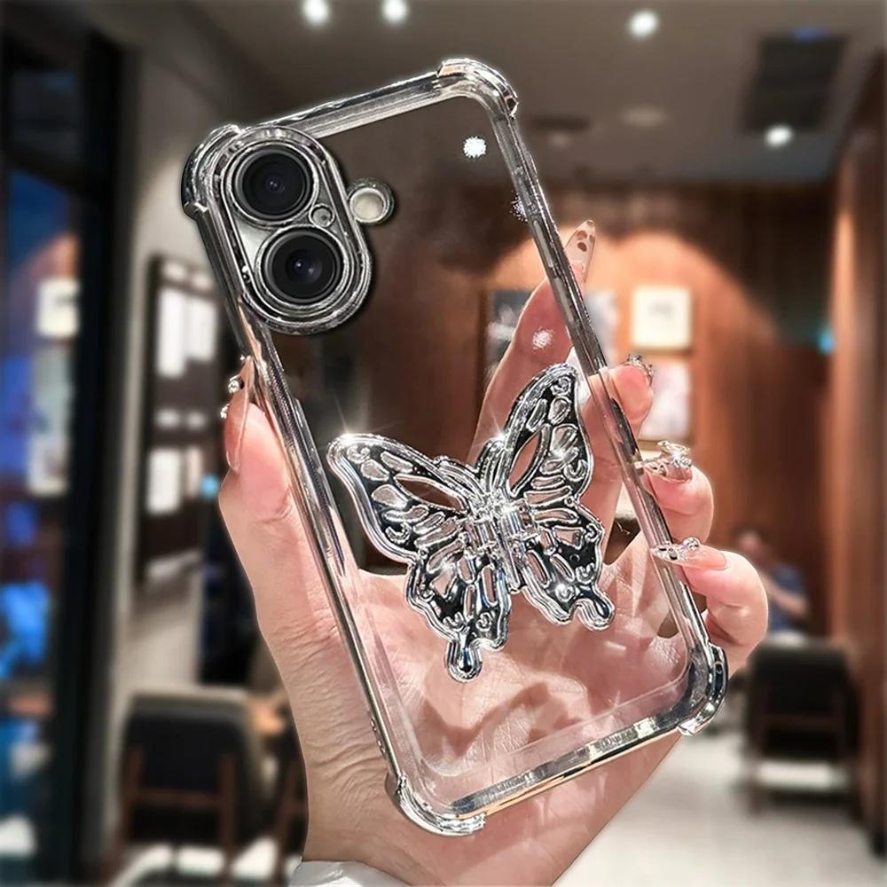 Transparent Butterfly Holder Anti Drop Cover For Coque Xiao Redmi K70 K60 K50 Ultra K40S K40 Shockproof Protection Phone Case