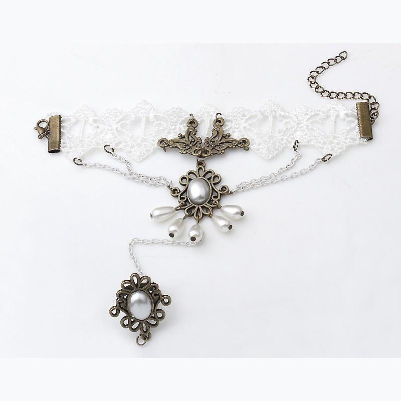 Vintage-Mode Gothic Armband handgemachte Spitze große Handgelenk Wrap Finger Armbänder & Armreifen für