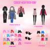 Barwawa 30cm Doll Clothes, Doll Dresses, 17-Piece Set  2 Outfit Sets + 3 Dress Sets + 10 Pairs of Shoes + 2 Glasses, Suitable for 16 Scale Dolls