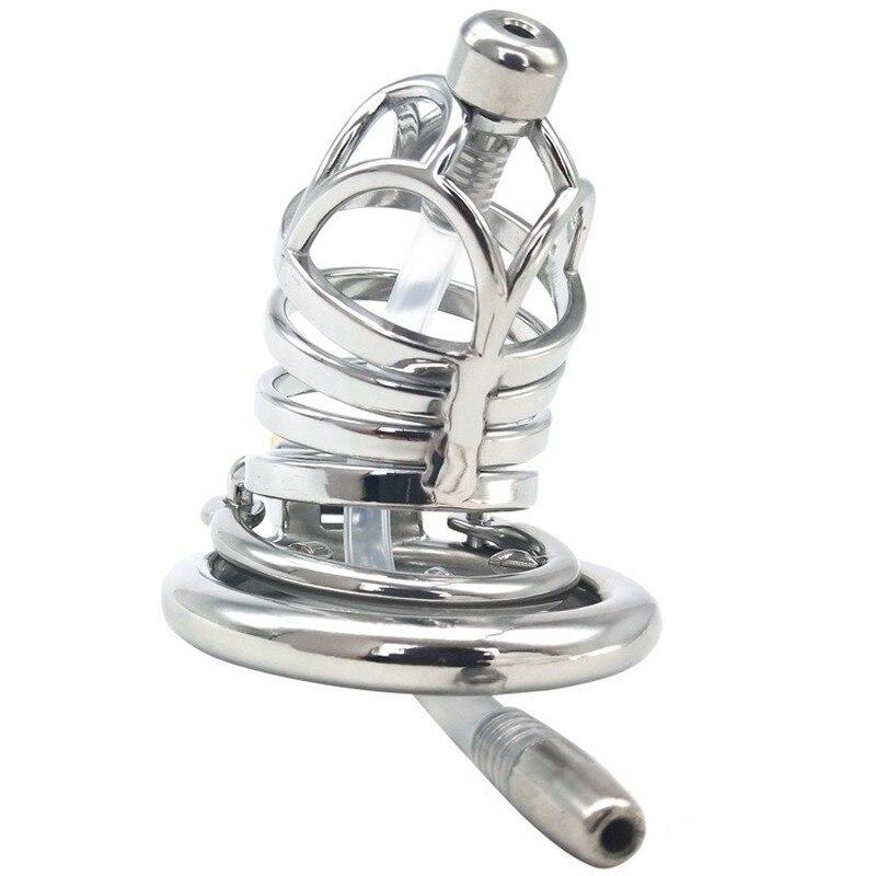 CB Lock for Men Stainless Steel Penis Cage Adult Sex Toy Cock Cage Cockring BDSM Slave  Fetish Urinary Catheter