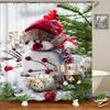 Christmas Curtain Shower With Hook Xmas Bathroom Decoration Santa Claus Snowman