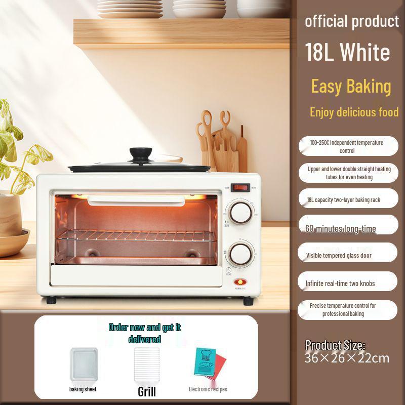 Large Capacity Electric Microwave Oven with Independent Temperature Control and Auto Functions for Tarts & Sweet Potatoes