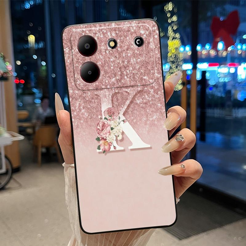Case For ZTE Blade A54 4G Soft Silicone Black Shell ZTE Blade A54 4G Beautiful Letter Starry Sky Pattern Anti-scratch Cover