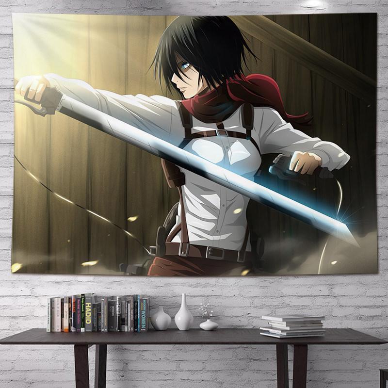 

Attack on Titan Anime Tapestry Vertical Cartoon Wall Hanging Art Tapestry for Dorm Bedroom Living Room Home Decoration 74x94cm(29x37in)
