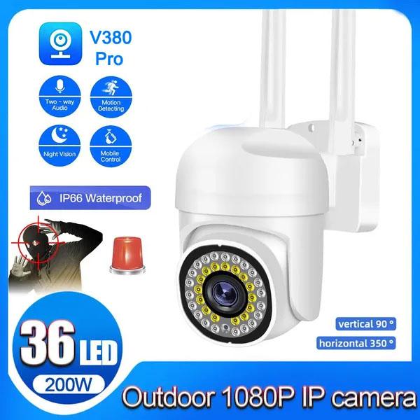 

36 светодиодов 2MP HD 1080P Беспроводная Wi-Fi IP-камера Открытая PTZ-камера Обнаружение человека Полноцветное ночное видение CCTV Домашнее наблюдение