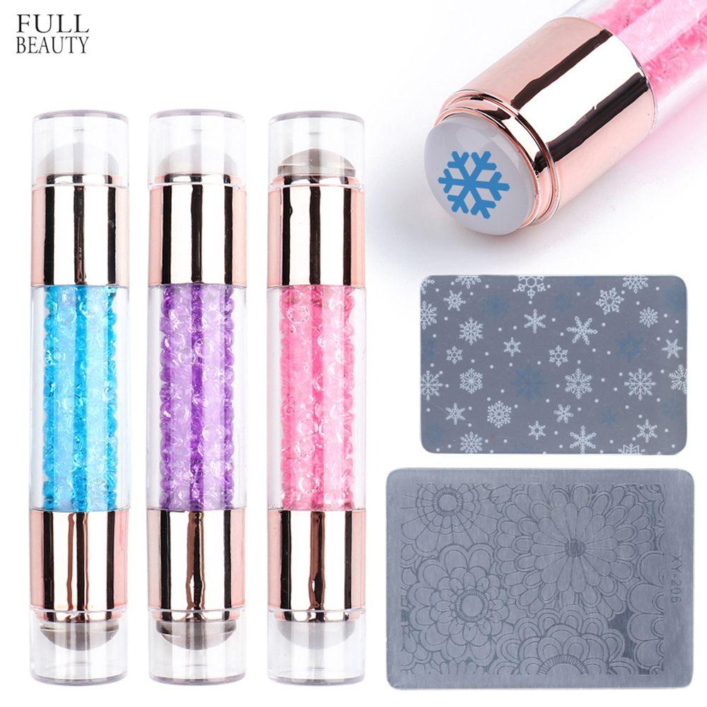 

Clear White Scraper For Stamping Plate Nail Art Stamper Image Stencil Tool Silicone Head Dual-ended фіолетовий