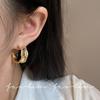 Silver Needle Light Luxury Heavy Industry Metal Semicircle C Ring with Diamonds High-end Earrings Hipster Exaggerated Fashion Earrings Women