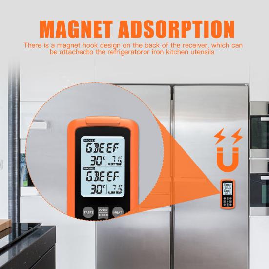 Wireless Digital Waterproof Instant Read Food Meat Cooking Remote Thermometer with Dual Probes