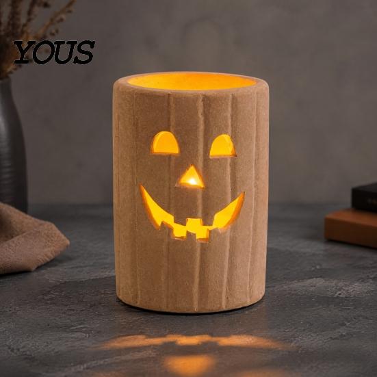 Small Decorative Lanterns for Entryways Halloween Pumpkin Candle Holder, Resin Hollow Candlestick, Vintage Country Fall Holiday Party