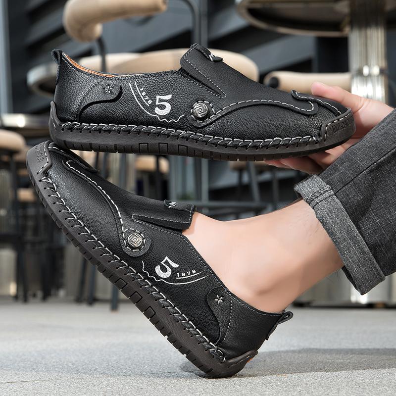 Handmade Casual Shoes for Men Loafers Leather Man Moccasins Plus Size Outdoor Platform Mens Driving Shoe Slip On Flats Sneakers