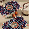 1PC Linen Table Mats,Traditional Ramadan Pattern,Rectangle Placemats for Dining & Coffee Tables