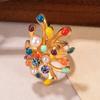 Gold Color Peacock Statement Ring for Women, Colorful Pearl Crystal Branch Ring, Big Bold Fashion Cocktail Ring Jewelry Gift