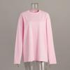 Damen Baumwoll-T-Shirt Frühling Neu Locker Einfarbig Oversize Rundhals Langarm T-Shirt Lässig Basic Oberteil