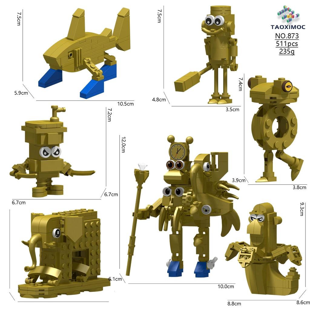 AI Anime Shanhaijing Tung Tung Sahur Wooden Stick People Pass Abstract Building Block Set Gift Present Toy Ornament Brick Doll Scale Model