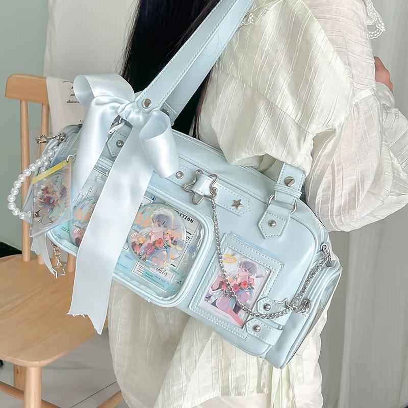 New Y2k Star Chain Ita Bag Large Capacity Transparent Crossbody Bag Diy Display Handbag Candy Color Cute Japanese Shoulder Bag