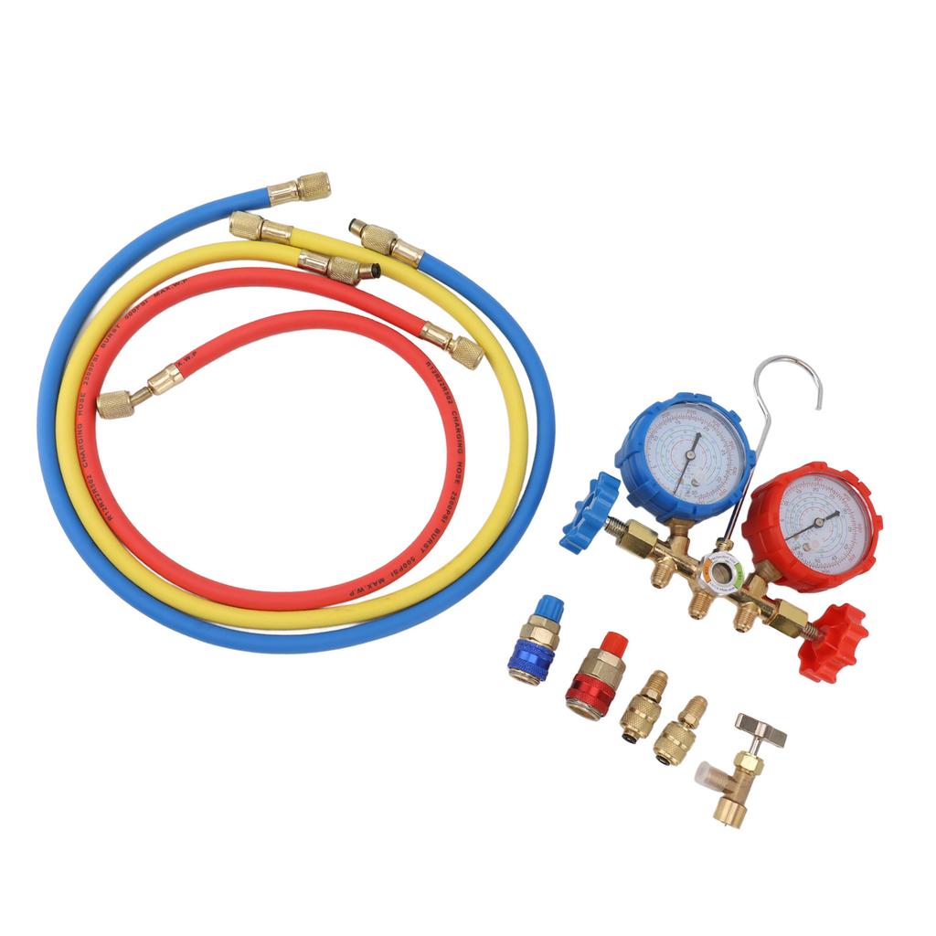 Air Conditioning Pressure Gauge R410 22 134A 3 Way AC Diagnostic Manifold Gauge Tube Set for Freon