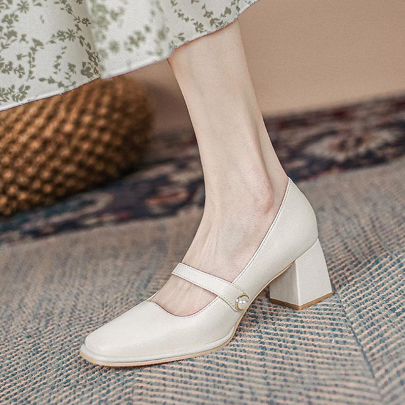 Fashion New Fashion Spring Autumn Pumps Women High Heels Shoes Chunky Heels Buckle Loafers Platform Black Brown Retro Heels Women Shoes