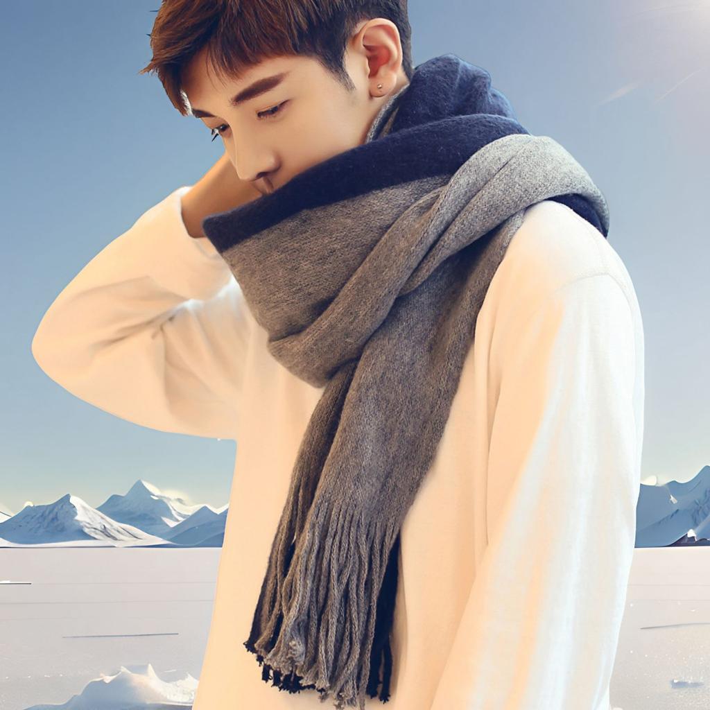 Designer Patchwork Patchwork Striped Men'S Knitted Scarf Winter Warm Pashmina Neckerchief Soft Long Casual Male Bufanda Muffler