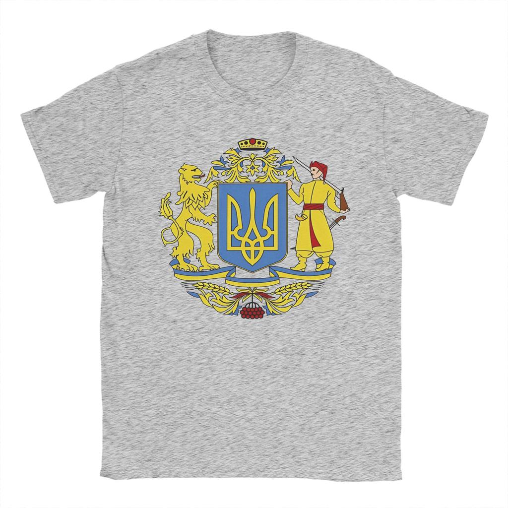 Men TShirt Ukrainian Coat Of Arms Novelty Cotton Tee Shirt Short Sleeve Ukraine T Shirts Round Neck Clothing Summer