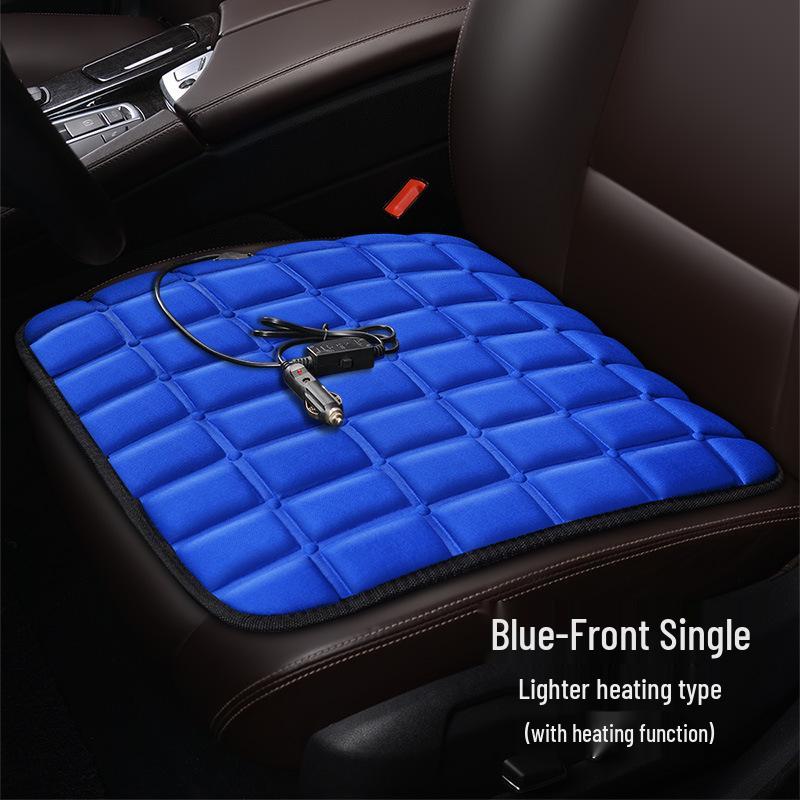 Plaid Heated Car Seat Cushion for All Seasons - Single Seat Interior Accessory.