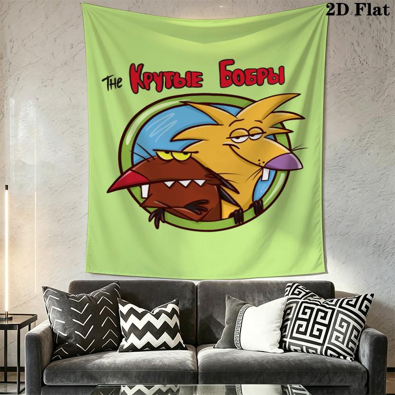 The Angry Beavers Wall Tapestry Aesthetic Wall Hanging Printed Fabric Blanket Decorative Tapestries for Bedroom Living Room Home Decor