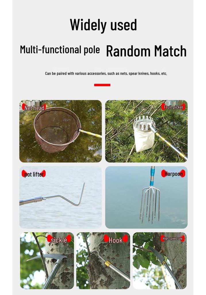 Stainless Steel Telescopic Fishing Rod and Landing Net Set