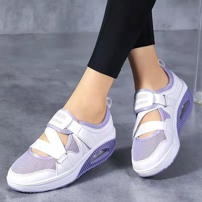 Sommer neue atmungsaktive grenzüberschreitende Hot Sale Luftpolster Damen Einzelschuhe dicksohlige Luftpolster Damen Freizeitschuhe Klettverschluss Schuhe Charge