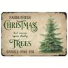 Metal Tin Sign Watercolor Christmas Tree Retro Wall Decor 20x30cm