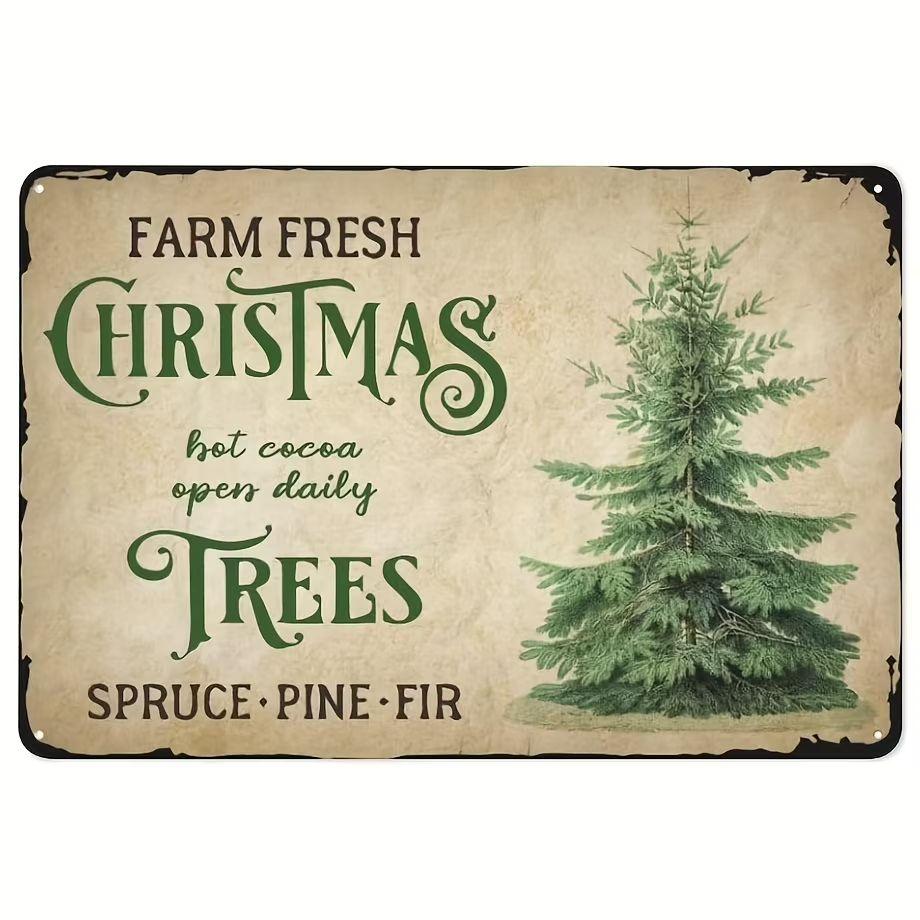 Metal Tin Sign Watercolor Christmas Tree Retro Wall Decor 20x30cm