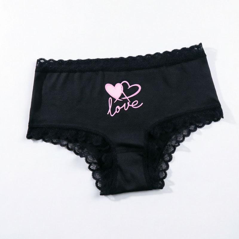 Ladies Summer Print Lace Lace Lace Comfortable Cotton Crotch Mid Low Waist Triangle Briefs