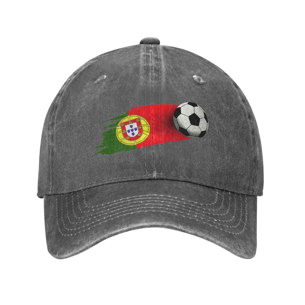 Portugal Flag Soccer Ball Baseball Cap Fashion Distressed Washed Snapback Cap Unisex Women Workouts Adjustable Fit Caps Hat