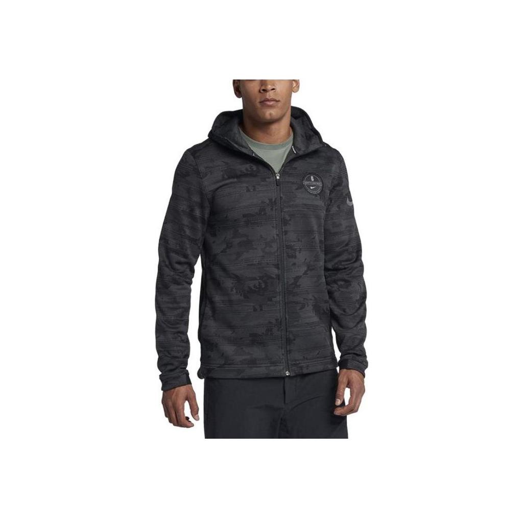 Nike Camouflage Print Logo Hooded Zip Jacket Men Jackets Black 890573-060