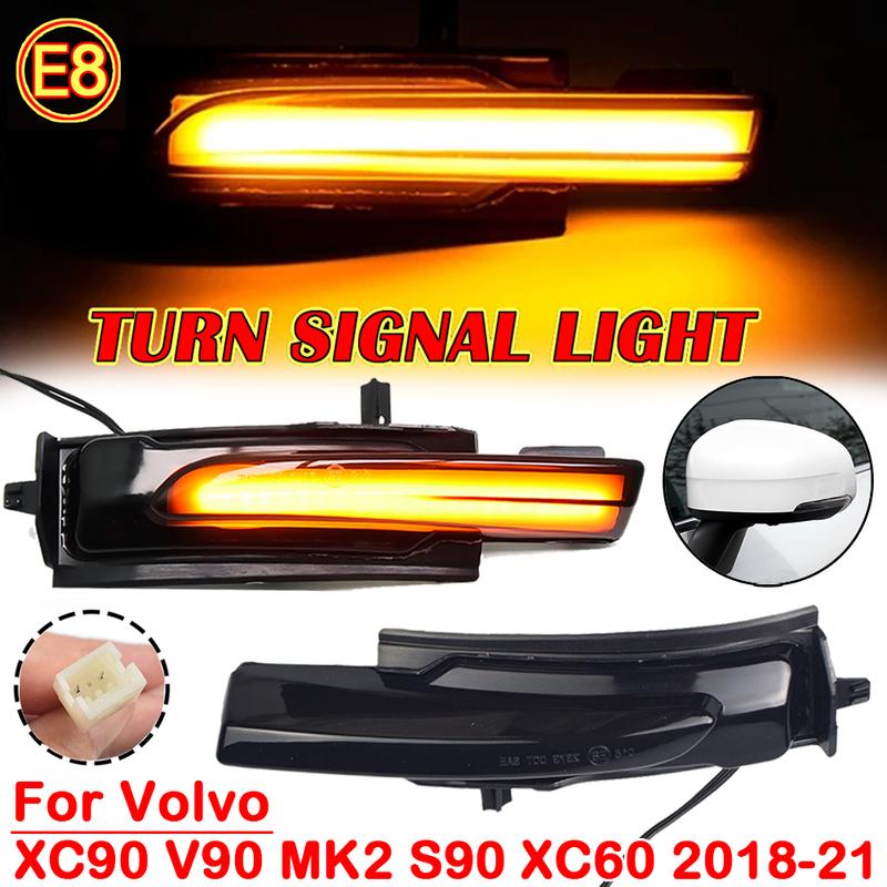 For Volvo XC90 XC60 V90 S90 2016-2021 Dynamic LED Flashing Side Mirror Lamps Sequential Blinker Turn Signal Light Indicator